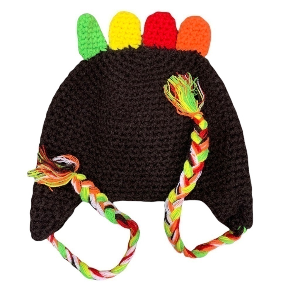 Turkey Hat Beanie Kids Crochet Fall Thanksgiving NEW - Picture 2 of 4
